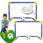 Kit 2 Mini Traves Golzinhos De Futebol Brinquedo Infantil Com Rede No Gol E Duas Bolas - WELLMIX