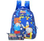 Kit 2 Mochila Costas E Estojo Infantil Jogo Sonic