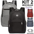 Kit 2 Mochila Viagem Resistentes Faculdade Bolsas Coreana Mala Masculina Feminina Escolar - Cores