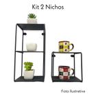 Kit 2 Nichos Prateleira Preto Fosco 30 e 15 cm Arthi