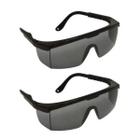 Kit 2 Óculos de Proteção e Segurança EPI com Haste Ajustável RJ Fumê Lente Preta