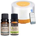 Kit 2 Oleos Essenciais Via Aroma Alecrim e Tea Tree + Difusor Aromático Madeira