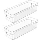 Kit 2 Organizadores De Armário 30x10x7cm Caixas Organizadoras Retangulares Com Alças Clear OU