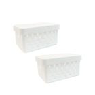 Kit 2 Organizadores Quadratta com Tampa 19x14x10 cm Branco - Paramount