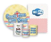 Kit 2 Painéis De Festa + Trio De Capas Cilindro - Conectados com Deus 008