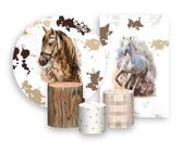 Kit 2 Painéis De Festa + Trio De Capas Cilindro - Country Cavalo Aquarela 004