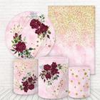 Kit 2 Painéis E Capas Efeito Glitter Rosas Fkpc-541