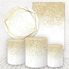 Kit 2 Painéis e Capas Tecido Sublimado Glitter Branco e Dourado WKPC-565 - Wear