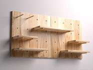 Kit 2 Painel Pegboard Prateleira Organizador Madeira Pinus