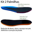 Kit 2 Palmilha Gel e Dupla Camada Anatômicas Memoria Forro Antibacteriano Melhora do Passo e Redução de Dores