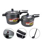 Kit 2 Panela de Pressão 4,5 Litros 2,5 Litros Alumínio Preto Craqueado Com Inmetro Selo e Concha