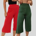 Kit 2 Pantacourt de Malha Moda Feminina