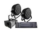 Kit 2 Par Led Slim + Máquina De Fumaça 1200W + Mesa Dmx 512