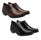 Kit 2 Pares Bota Cano Curto Masculina Social Marrom E Preto