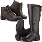 Kit 2 Pares Bota Casual Neway Cano Longo e Cano Curto Marrom