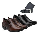 Kit 2 Pares Botas Social Masculina + Cinto E Carteira