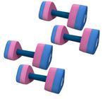 Kit 2 Pares Halteres Hidroginástica em EVA DF1091-R P 1 à 2kg Azul/Rosa Dafoca Sports