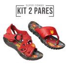 Kit 2 pares sandalia + chinelo infantil personagens