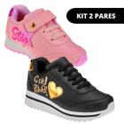 Kit 2 Pares Sapato Tênis Feminino Infantil de Menina Escolar