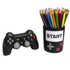 Kit 2 Pç Video Game Cofre Controle Pote Porta Lapis - Preto - Decore Casa