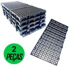 Kit 2 Pçs Pallet Plástico Estrado 2,5 x 25x50 Cm Cor Preto - Piso Multiuso