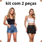 (Kit 2 peças) 1 Shorts Cintura Alta e 1 Saia Preta