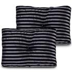 Kit 2 Peças Almofada Com Enchimento Flocos De Espuma Capitone Com Botão Jacquard Preto 45x65cm - BF Colchões