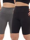 Kit 2 Peças - Bermuda Feminina Legging Ciclista Cintura Alta Suplex Academia Fitness