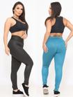 Kit 2 Peças Calça Legging Feminina Cintura Alta Cirre 3D Academia Fitness