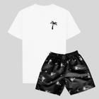 Kit 2 peças Camiseta Algodão Premium e Short Tactel Estampado Verão