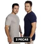 Kit 2 Peças Camiseta Básica 100% Algodão Lisa Masculina TM002-K2