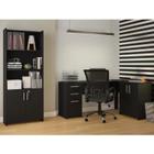 Kit 2 Peças com Mesa para Escritório em L e Armário Multiuso Alto Aberto Espresso Móveis