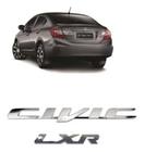 Kit 2 Peças Emblema Letreiro Civic Lxr Peça Cromada Fita 3m