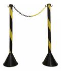 Kit 2 pedestal pvc para correntes zebrado amarelo e preto plastcor