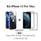 Kit 2 Películas 3D Vidro + Capa Capinha Transparente Compatível Para Iphone 13 Pro Max