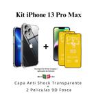 Kit 2 Películas Cerâmica Fosca + Capa Capinha Transparente para Iphone 13 Pro Max