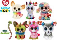 Kit 2 Pelúcia Cachorrinho Unicórnio 25cm Beanie Boos Sortido