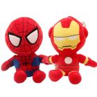 Kit 2 Pelucias Homem Aranha e Homem de Ferro Infantil Marvel