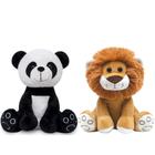 Kit 2 Pelúcias Safari Pandinha e Leãozinho Quarto Bebê Buba