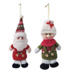 Kit 2 Pendente Boneco Natalino Casal Papai e Mamãe Noel Enfeite Arvore Natalino