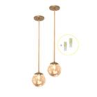 Kit 2 Pendente Dourado Quarto Cabeceira De Cama Bancada +Led