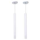 Kit 2 Pendente Luminária Tubo Branco 40 Cm + Lâmpada LED Branco Frio