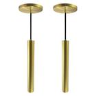 Kit 2 Pendente Luminária Tubo Dourado Escovado 30 Cm - Iluminar Ambiente