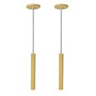 Kit 2 Pendente Luminária Tubo Dourado Fosco 30 Cm