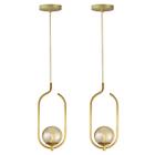 Kit 2 Pendente Lustre On Clip DOURADO globo de vidro AMBAR - Love Loft