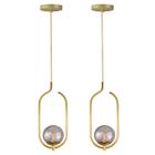 Kit 2 Pendente Lustre On Clip DOURADO globo de vidro FUME - Love Loft