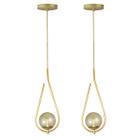 Kit 2 Pendente Lustre On Drop DOURADO globo de vidro AMBAR - Trybo