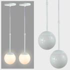 Kit 2 Pendentes Globo de Vidro Branco 120 com Haste - BRANCA - Trybo Design