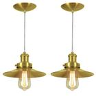 Kit 2 Pendentes Nordic Industrial 22 Cm Dourado Gold