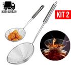 Kit 2 Peneira Escumadeira Aço Inoxidável para Fritura de Pastel Batata Frita Utensílios de Cozinha - NIX